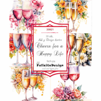 Billede: Toppers 9x9cm, 18 stk., 200g design karton, Cheers for a Happy Life, FelicitaDesign