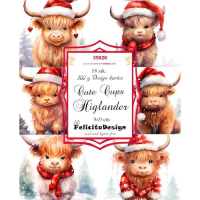 Billede:  Toppers 9x9cm, 18 stk., 6 designs, 200g, Cute Cups Higlander, FelicitaDesign

