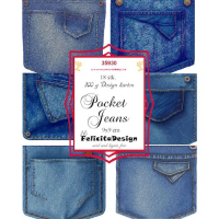 Billede: Toppers 9x9cm, 18 stk., 6 designs, 200g, Pocket Jeans, Felicita Design