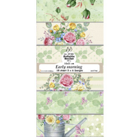 Billede: Papirblok til slimcard, 10x21cm, Early morning 200g, 18 ark, 3x6 design, FelicitaDesign, førpris kr. 30,- nupris