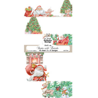 Billede: Slimcard 10x21cm, 3x6 designs, 200 gr. karton, Santa with Friends, FelicitaDesign