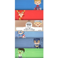 Billede: Papirblok til slimcard, 10x21cm, SupHeroes, 200g, 18 ark, 3x6 design, FelicitaDesign