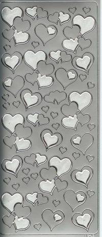 Billede: 1-4 hjerter sølv, stickers
