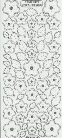 Billede: sølvblomster og blade, systickers, tilbud