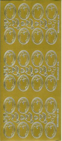 Billede: brudepar i oval, guld stickers