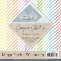 Billede: Karton pakke 50ark 15,2x15,2cm 170g striber på skrå, pastel farver, CDDSMP006, CardDeco