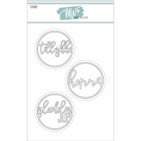 Billede: skæreskabelon 3 cirkler med tillykke, hurra og glædelig JUL, Circle Sentiments fra Made With Love, Den lille cirkel fra Sketches 4 - d63404 passer under teksterne. Udskårne størrelser ca.: Cirkler: 5x5 cm
