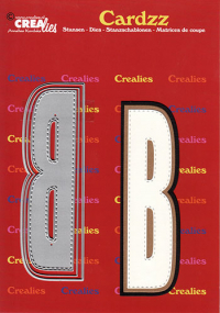 Billede: skæreskabelon B med stitch og 2 skygger, Dies Crealies CLCZ402 Letter B, H: 13 cm 3 dies