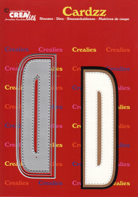 Billede: skæreskabelon D med stitch og 2 skygger, Dies Crealies CLCZ404 Letter D, H: 13 cm 3 dies