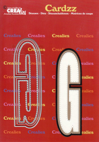 Billede: skæreskabelon G med stitch og 2 skygger, Dies Crealies CLCZ407 Letter G, H: 13 cm 3 dies