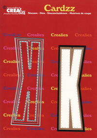 Billede: skæreskabelon K med stitch og 2 skygger, Dies Crealies CLCZ411 Letter K, H: 13 cm 3 dies