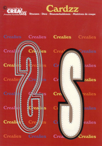 Billede: skæreskabelon S med stitch og 2 skygger, Dies Crealies CLCZ419 Letter S, H: 13 cm 3 dies