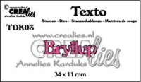 Billede: skæreskabelon Bryllup, Dies Crealies Texto dies 03 Bryllup, 34 x 11 mm, førpris kr. 22,- nupris  
