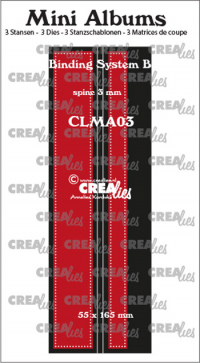Billede: skæreskabelon Dies Crealies Mini Albums 3 CLMA03, Mini Albums Binder B 3mm spine, førpris kr. 76,- nupris  