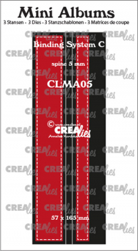 Billede: skæreskabelon Dies Crealies Mini Albums 5 CLMA05, Mini Albums binder C 5mm spine, førpris kr. 76,- nupris  