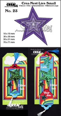 Billede: skæreskabelon 4 stjerner med dots, Dies Crealies Crea-Nest-Lies Small 23, CNLS23, førpris kr. 60,- nupris 