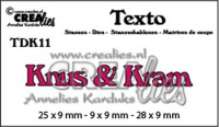Billede: skæreskabelon Knus & Kram, Dies Crealies Texto dies no. 11, CLTDK11 / 25x9 - 9x9 -28x9mm 