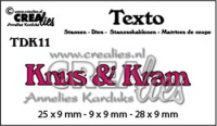 Billede: skæreskabelon Knus & Kram, Dies Crealies Texto dies no. 11, CLTDK11 / 25x9 - 9x9 -28x9mm