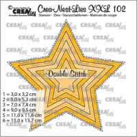 Billede: skæreskabelon stjerner med dobbeltstitch, Dies Crealies Crea-Nest-Lies XXL102, Double Stitch, førpris kr. 164,- nupris 