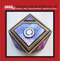 Billede: skære/prægeskabelon boks, Dies Crealies Create A Box 15, CCAB15, Færdig box 12 x 12 cm, Gemstone box 