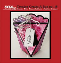 Billede: skære/prægeskabelon poseboks, Dies Crealies Create A Box 16, CCAB16, Færdig box 10,7 x 5,0 x 13,5 cm, Bag box, førpris kr. 124,- nupris 
