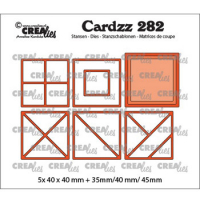 Billede: skæreskabelon firkanter, Dies Crealies Cardzz stansen 282, CLCZ282 5x 40 x 40 mm + 35mm/40mm/45mm