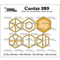Billede: skæreskabelon sekskanter, Dies Crealies Cardzz stansen 283, CLCZ283,
5x35x40mm+40x46mm-35x40mm-28x32mm