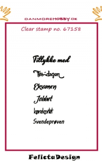 Billede: acrylstempel Tillykke med Føs-dagen Eksamen Jobbet kørekortet Svendeprøven, førpris kr. 25,00, nupris