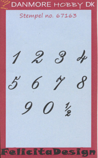 Billede: Stempel tal 1-9 og ½, 10 x10 mm, FilicitaDesign, førpris kr. 36,- nupris 