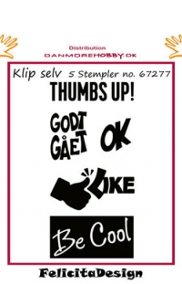 Billede: clear stamp THUMBS UP! GODT GÅET, OK, LIKE, Be Cool, FilicitaDesign