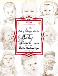 Billede: Toppers 7x10m 24stk 200g Baby Sketch sepia, FelicitaDesign, førpris kr. 16,- nupris