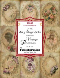 Billede: Toppers 7x10cm 24stk., 3x8 designs, karton 200g, Vintage Flowers, FelicitaDesign