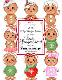 Billede: Toppers jul, 10x7cm, 24 stk. 3x8 design, 200g, Cute Gingerbread, FelicitaDesign