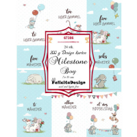 Billede: Toppers 10x7cm, 24 ark, 3x8 designs, 200g, Milestone Boy, FelicitaDesign