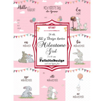 Billede: Toppers 10x7cm, 24 ark, 3x8 designs, 200g, Milestone Girl, FelicitaDesign