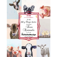Billede: Toppers 10x7cm, 24 ark, 3x8 designs, 200g, Farm Animals, FelicitaDesign
