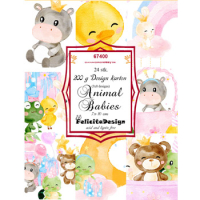 Billede: Toppers 7x10cm 24stk., 3x8 designs, karton 200g, Animal Babies, FelicitaDesign