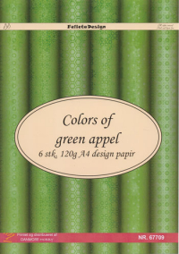 Billede: A4 ark 120g design papir 1x6 design, Colors of green appel, førpris kr. 15,- nupris