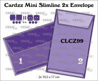 Billede: skæreskabelon kuvert til mini slimline card, Dies Crealies CLCZ99 - Cardzz 99, 10,5 x 17 cm 2 kuverter / mini slimline