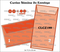Billede: skæreskabelon kuvert til slimline card, Dies Crealies CLCZ199 - Cardzz 199, 11,5 x 22 cm 2 kuverter / slimline 