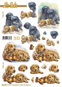 Billede: hundehvalpe med bamse, udstanset le suh