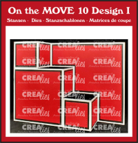 Billede: skære/prægeskabelon trappekort, On the MOVE dies no. 10, Design I, Stair step card with 3 steps, Folded: 13,5 x 13,5 cm., Tutorial Video On the MOVE no. 10, CreaLies