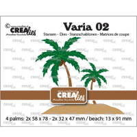 Billede: skæreskabelon 4 palmer på en ø, Varia dies no. 02, Palmtrees 4x, CreaLies