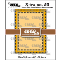 Billede: skæreskabelon 2 rammer med xxx rundt i kanten til ATC kort,  X-tra stansen no. 53, ATC cross stitch, CreaLies