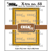 Billede: skæreskabelon 2 rammer med xxx rundt i kanten til ATC kort, X-tra stansen no. 53, ATC cross stitch, CreaLies