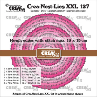 Billede: skæreskabelon 12 runde rammer med stitch og rystet kant, Crea-Nest-Lies XXL dies no. 127, Circles with rough edges and stitchlines, CreaLies