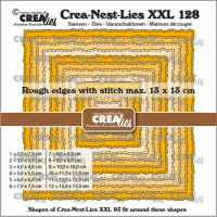 Billede: skæreskabelon 12 firkantede rammer med stitch og rystet kant,  Crea-Nest-Lies XXL dies no. 128,Squares with rough edges and stitchlines, CreaLies