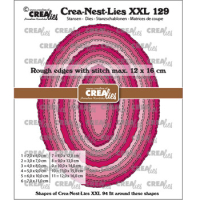 Billede: skæreskabelon 11 ovale rammer med stitch og rystet kant,  Crea-Nest-Lies XXL dies no. 129,Ovals with rough edges and stitchlines, CreaLies