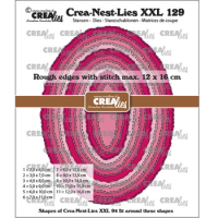 Billede: skæreskabelon 11 ovale rammer med stitch og rystet kant, Crea-Nest-Lies XXL dies no. 129,Ovals with rough edges and stitchlines, CreaLies