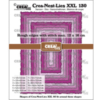 Billede: skæreskabelon 12 rektangulære rammer med stitch og rystet kant, Crea-Nest-Lies XXL dies no. 130, Rectangles with rough edges and stitchlines, CreaLies